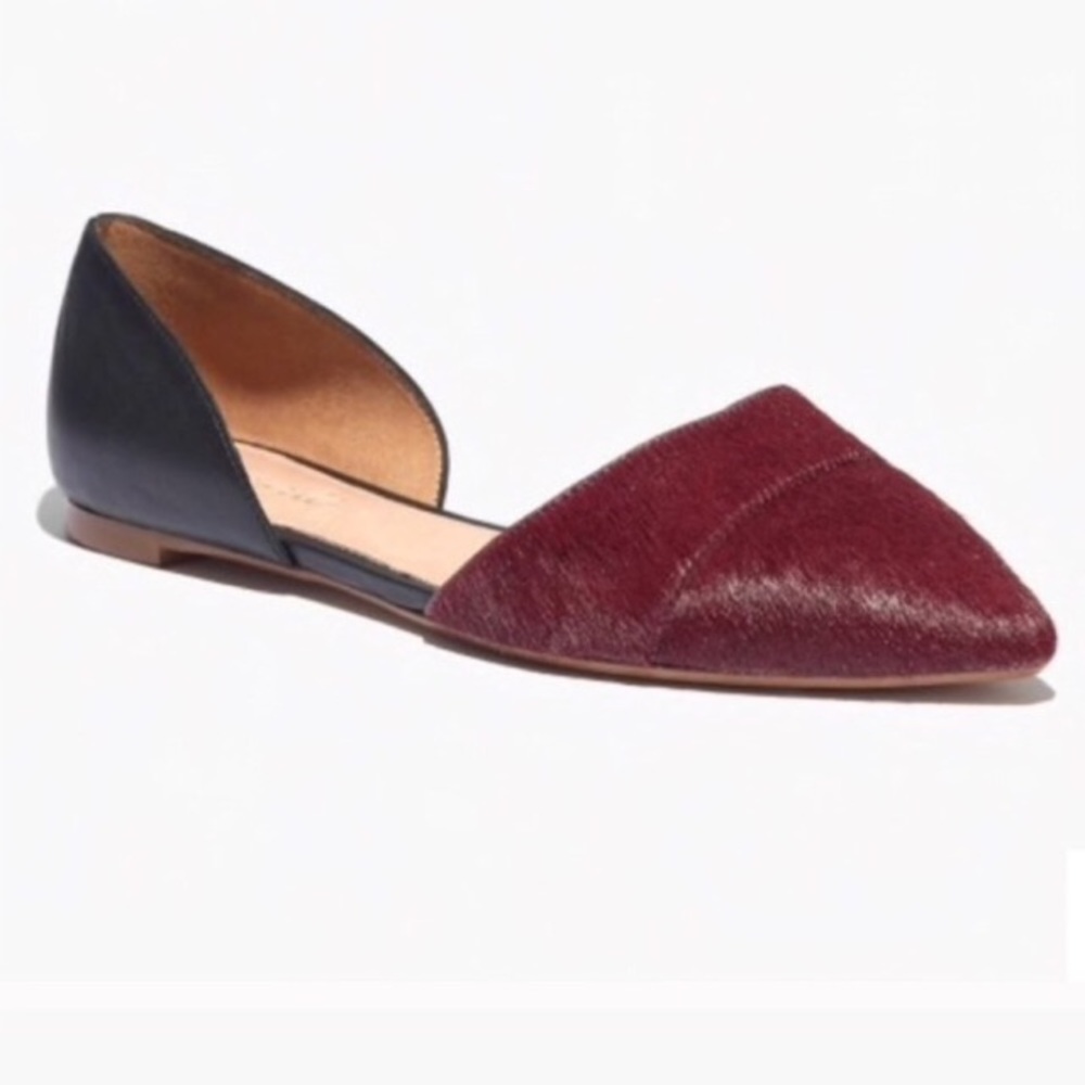 🆕 Madewell D'Orsay Flats in Calf Hair Burgundy Black